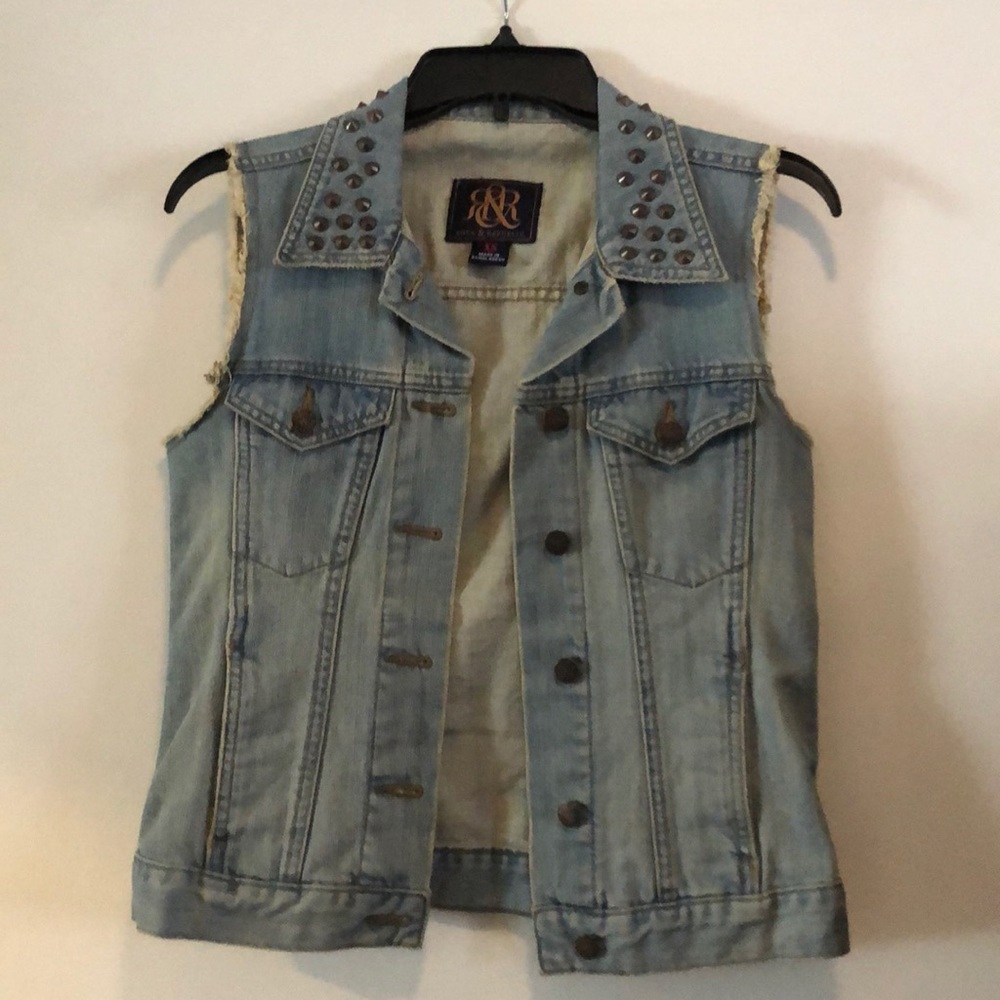 Denim studded vest